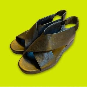 Camper Balloon Black Comfort Sandals Calfskin Leather Upper Extralight Soles 8.5